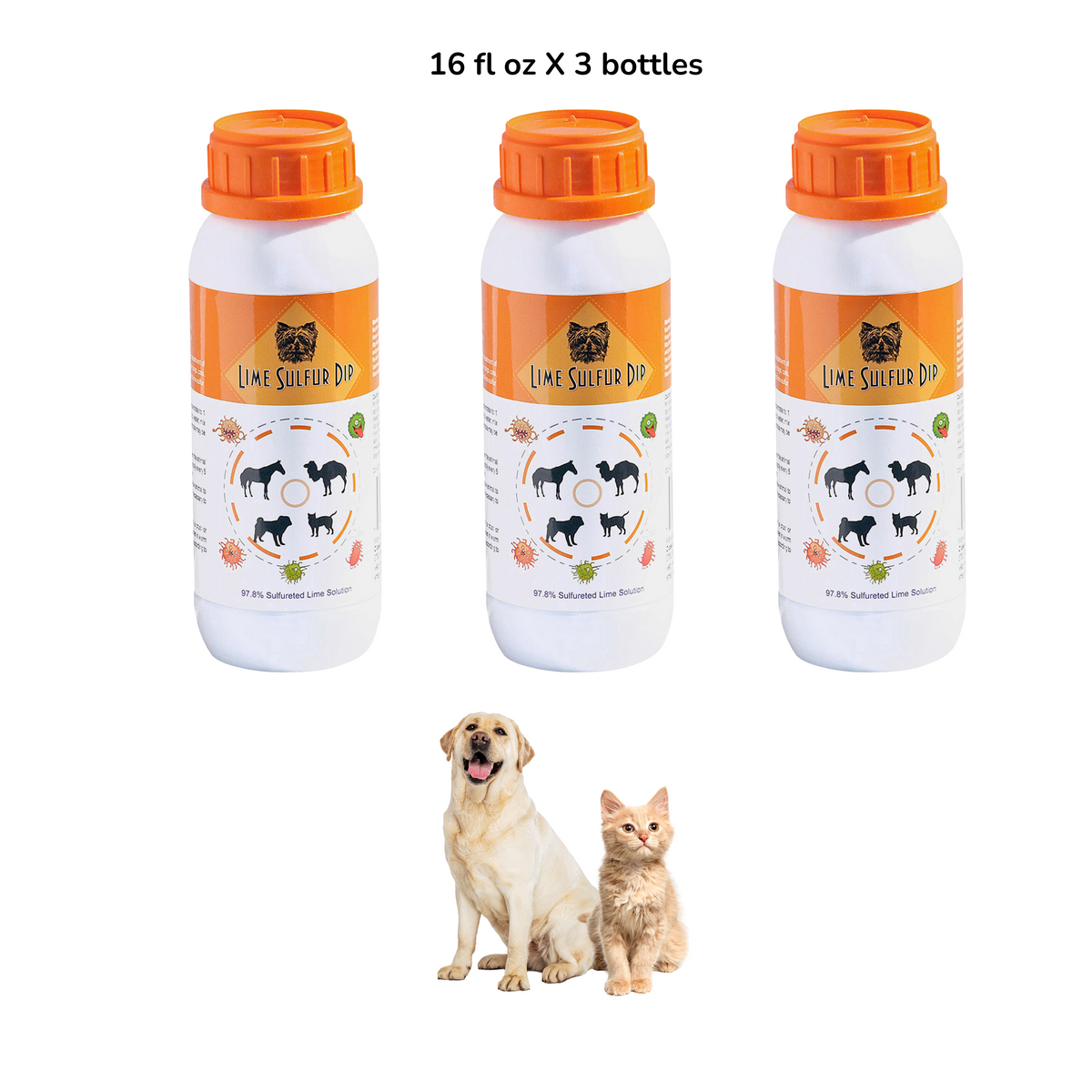 Lime Sulfur Dip – Concentrated Sulfur Solution for Itchy Skin, Mange, Ringworm & Dermatitis – Safe for Dogs, Cats, Horses, and Livestock Healthy Paw Life
