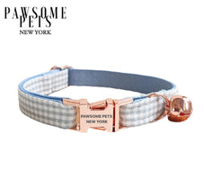 SMALL SIZE DOG & CAT COLLAR - BLUE GREY STRIPE Pawsomepetsnewyork