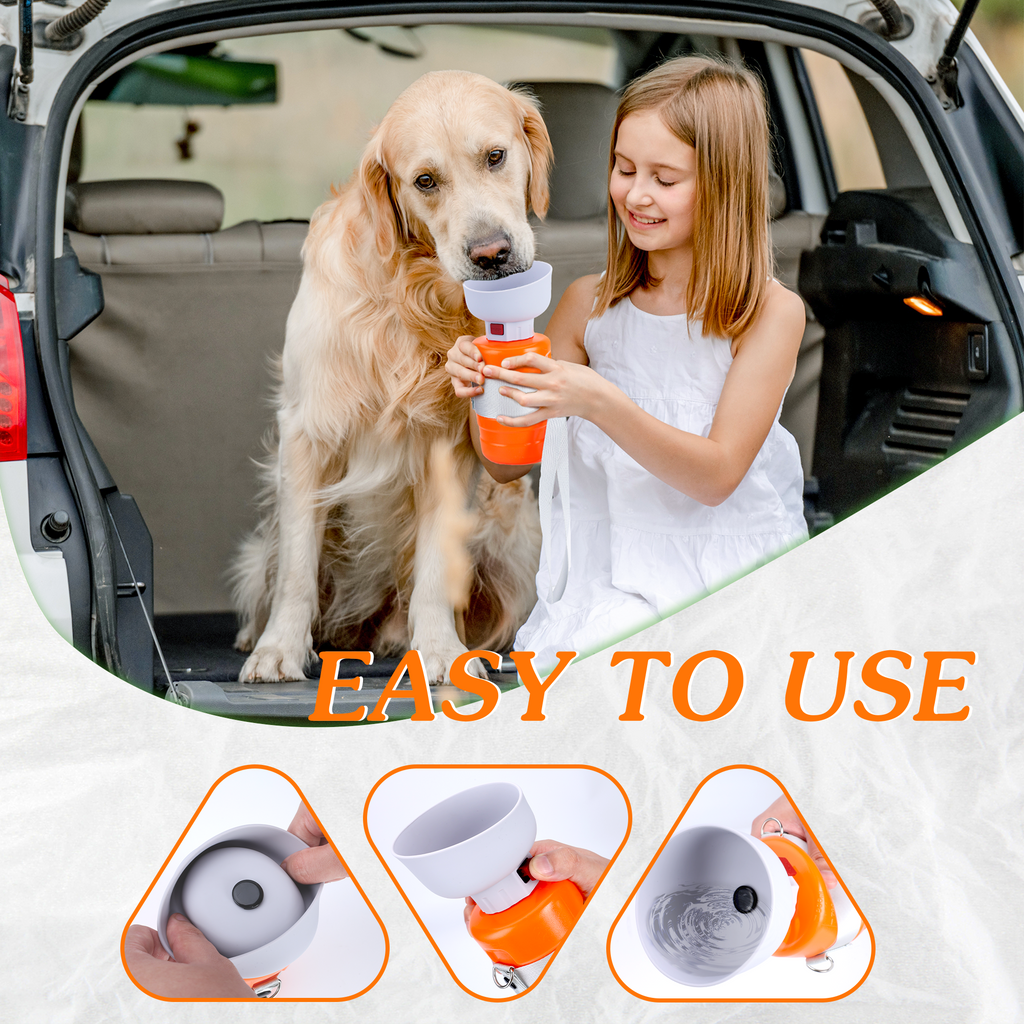 28oz Portable Dog Water Bottle Dispenser-3Gen-Orange LESOTC Pet Products