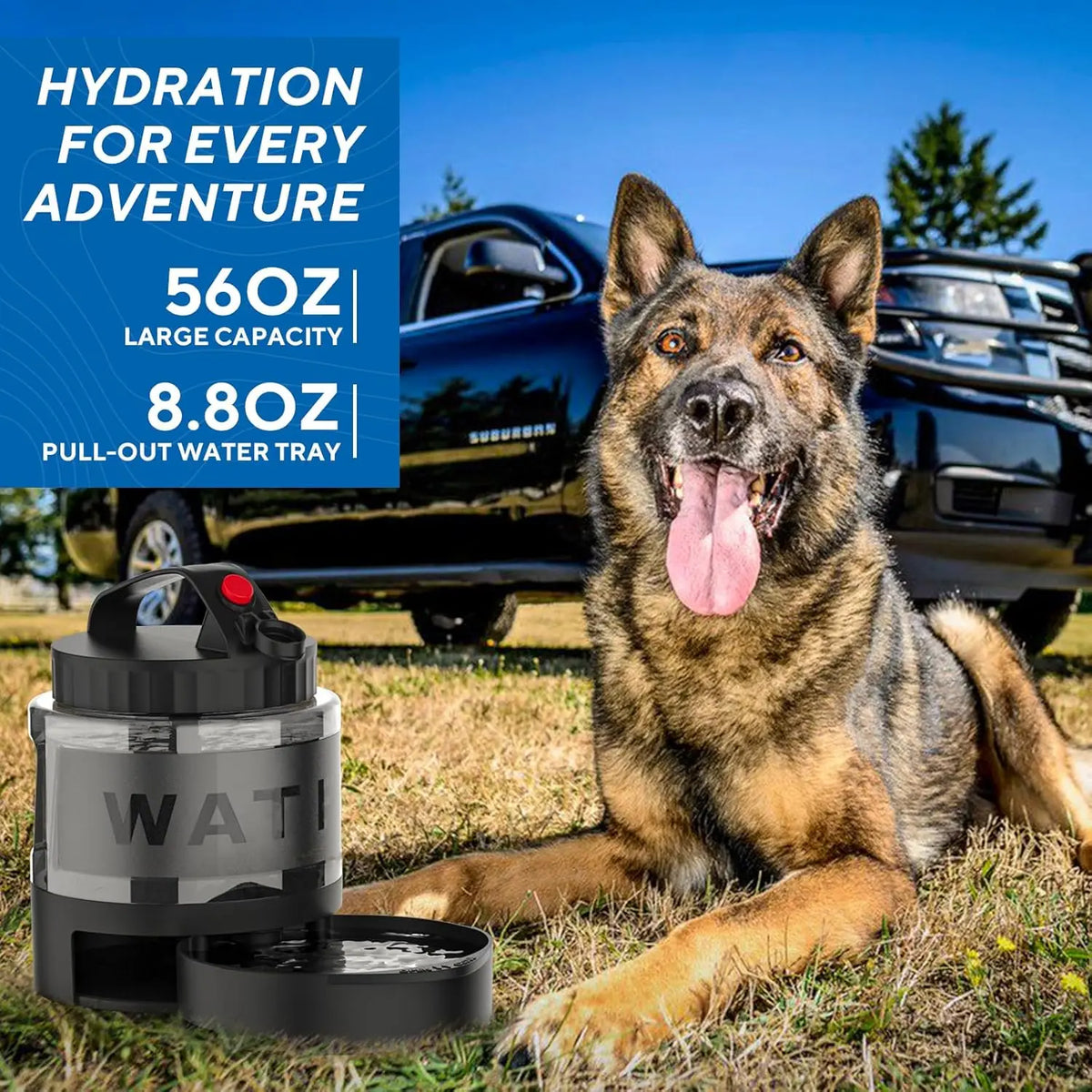 56oz Portable Large Dog Travel Water Bowl Dispenser LESOTC Pet Products