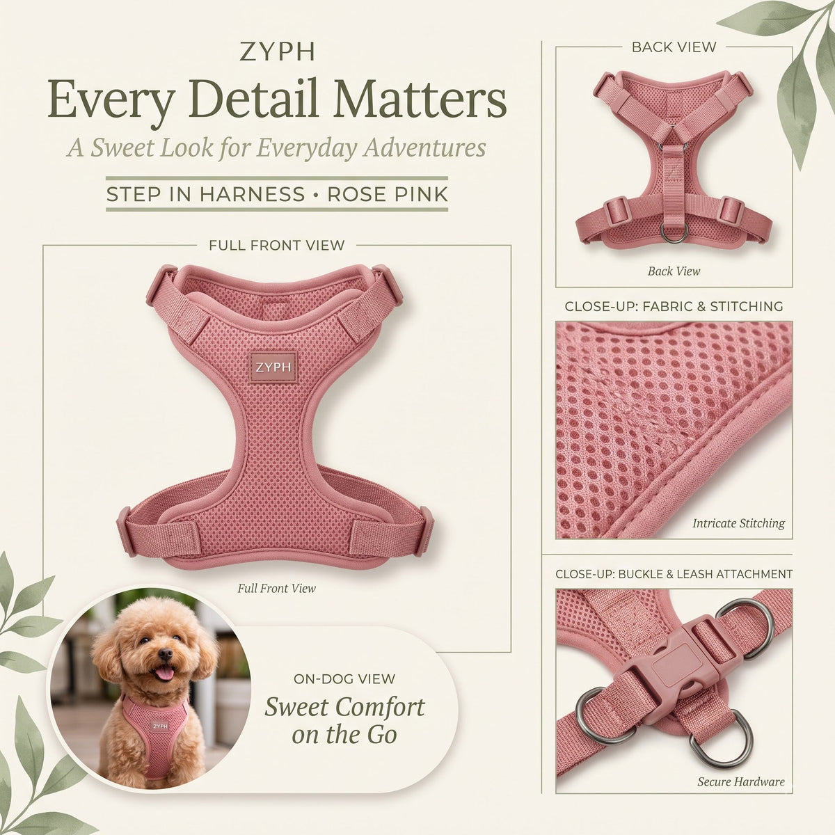 STEP IN HARNESS - ROSE PINK PAWSOME PETS