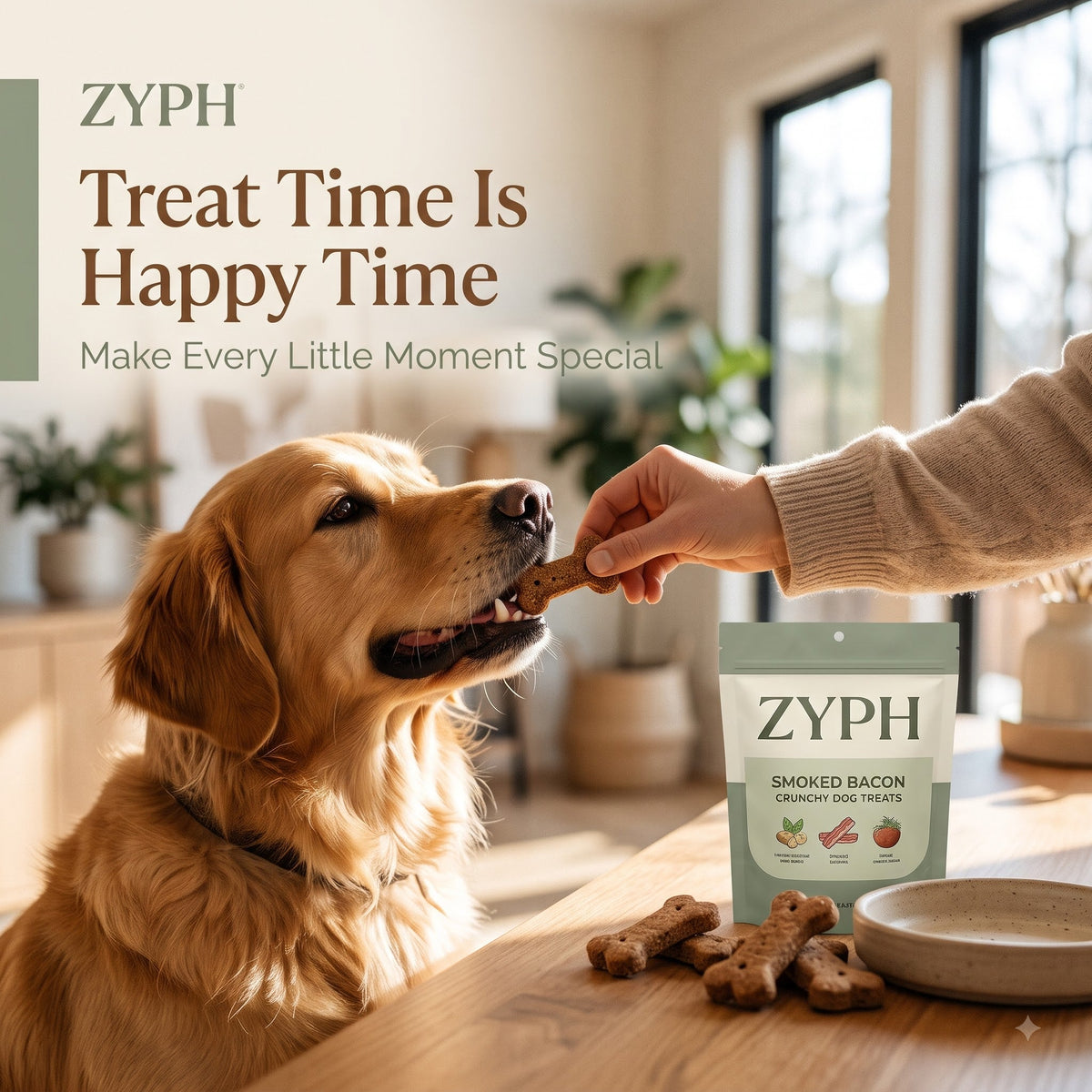Smoked Bacon Crunchy Dog Treats ZYPH