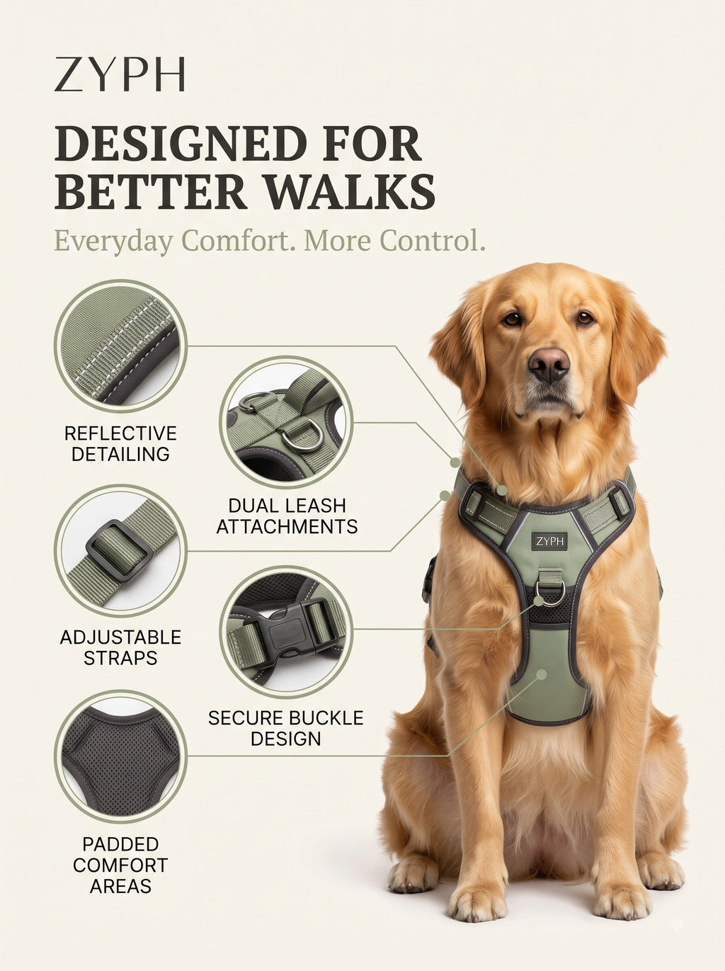 Reflective No-Pull Dog Harness LESOTC Pet Products
