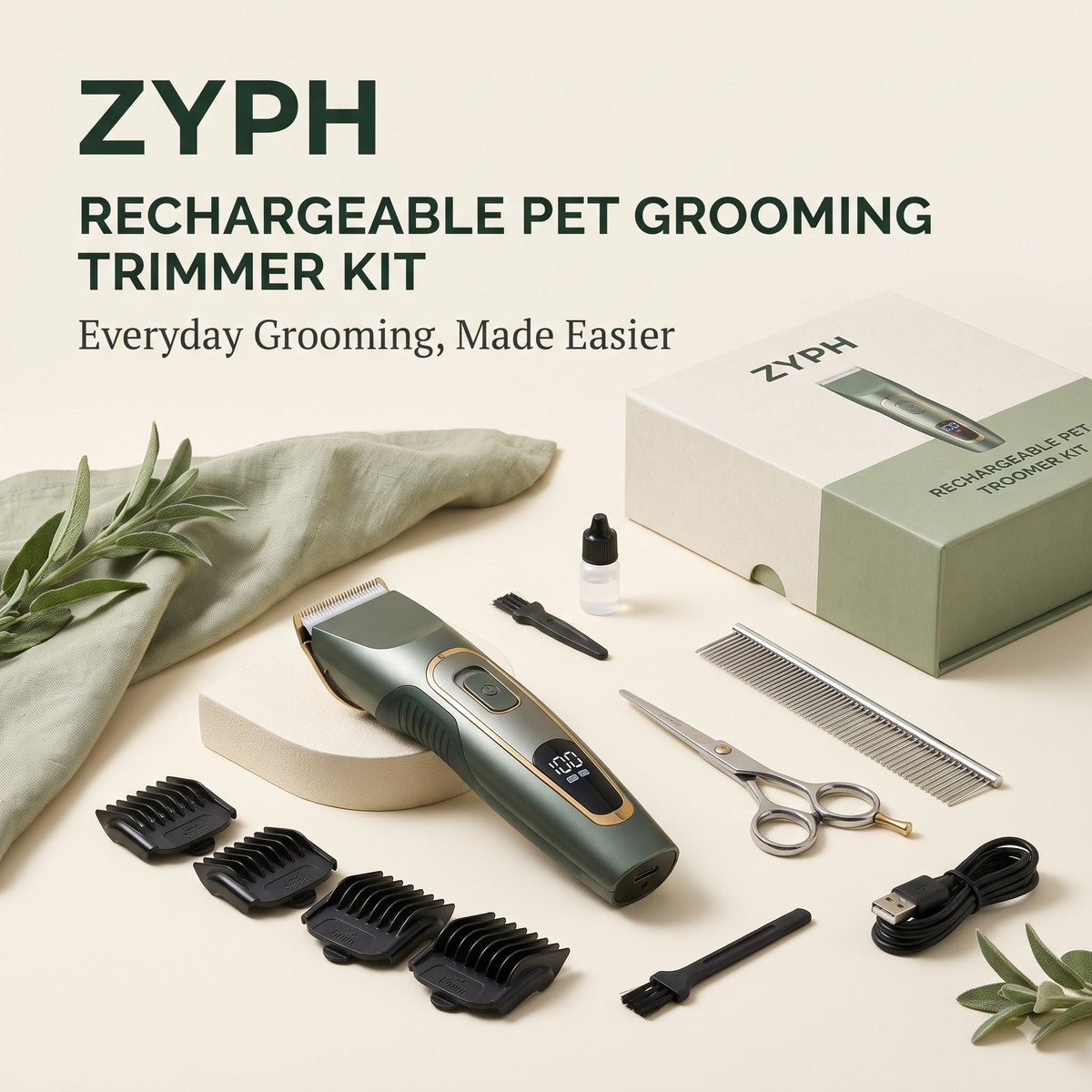 Rechargeable Pet Grooming Trimmer Kit Pursonic