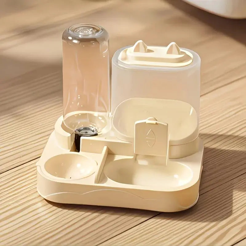 2-in-1 Large Pet Feeder & Water Dispenser, Dry Wet Separation, Durable Plastic, Transparent, No Battery, For Cats Dogs Travel Selvanelle