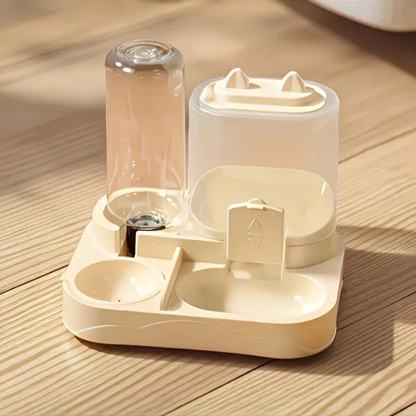 2-in-1 Large Pet Feeder & Water Dispenser, Dry Wet Separation, Durable Plastic, Transparent, No Battery, For Cats Dogs Travel Selvanelle