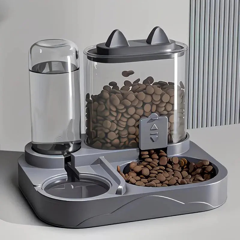2-in-1 Large Pet Feeder & Water Dispenser, Dry Wet Separation, Durable Plastic, Transparent, No Battery, For Cats Dogs Travel Selvanelle