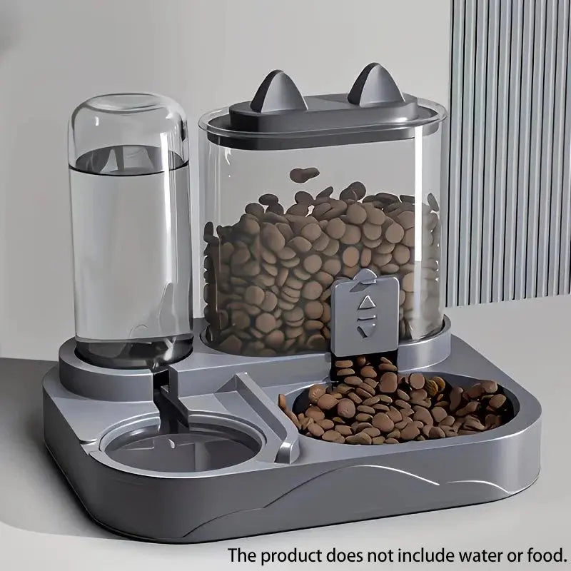 2-in-1 Large Pet Feeder & Water Dispenser, Dry Wet Separation, Durable Plastic, Transparent, No Battery, For Cats Dogs Travel Selvanelle